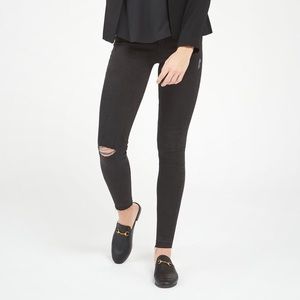 Spanx Denim Jean Legging Jegging Distressed Frayed High Waisted Vintage Black M